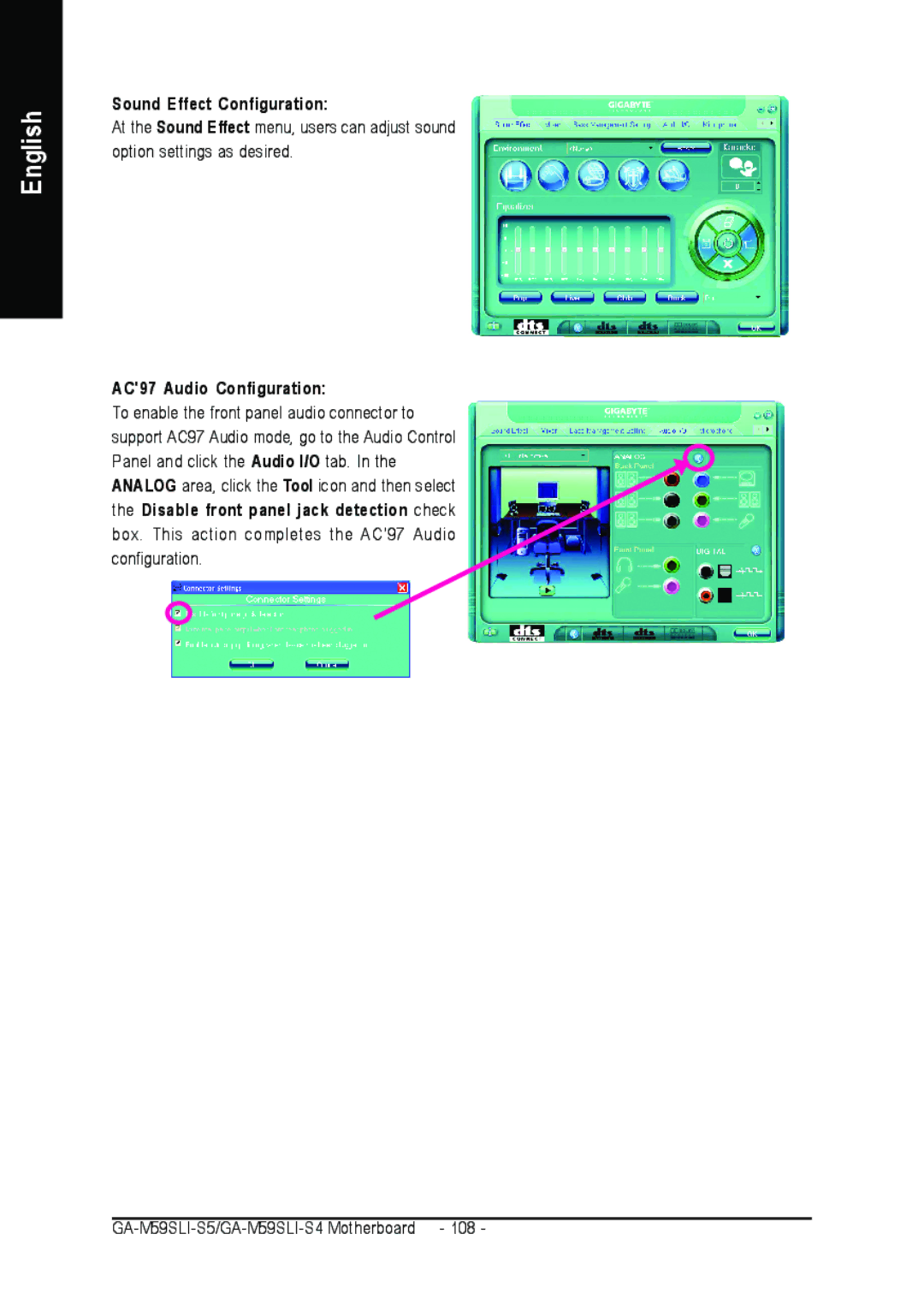 Gigabyte GA-M59SLI-S5, GA-M59SLI-S4 user manual Sound Effect Configuration 