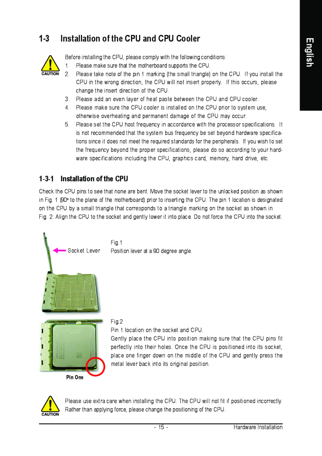 Gigabyte GA-M59SLI-S4, GA-M59SLI-S5 user manual Installation of the CPU and CPU Cooler 