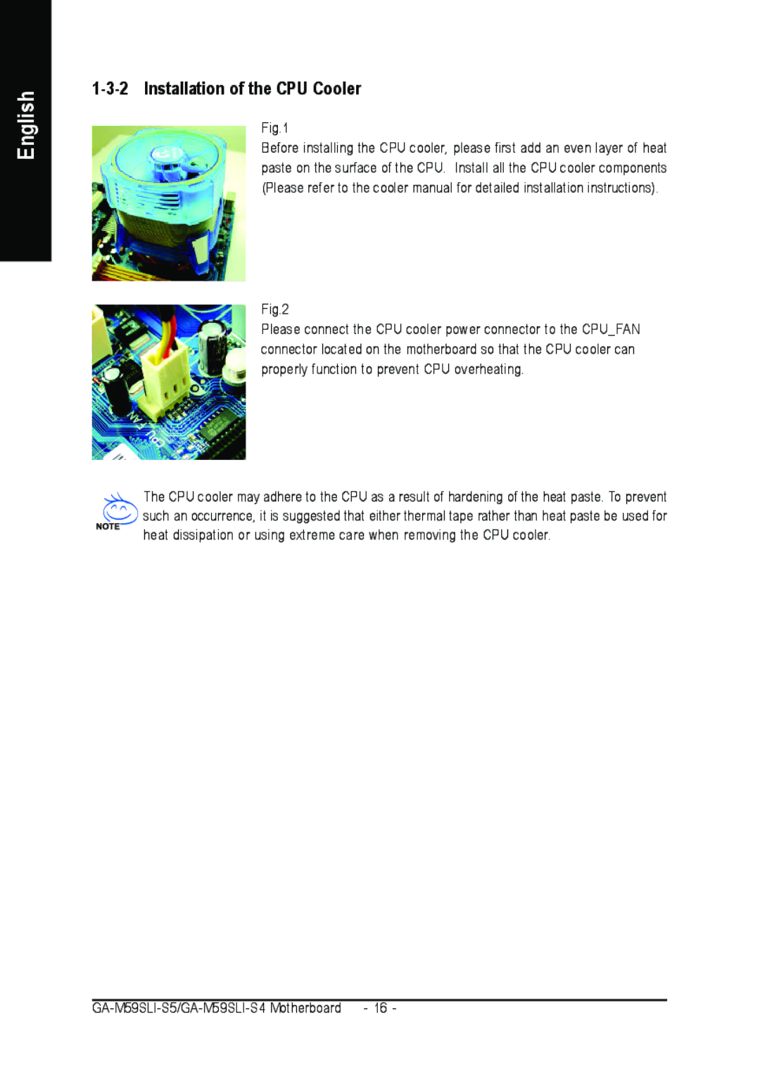 Gigabyte GA-M59SLI-S5, GA-M59SLI-S4 user manual Installation of the CPU Cooler 