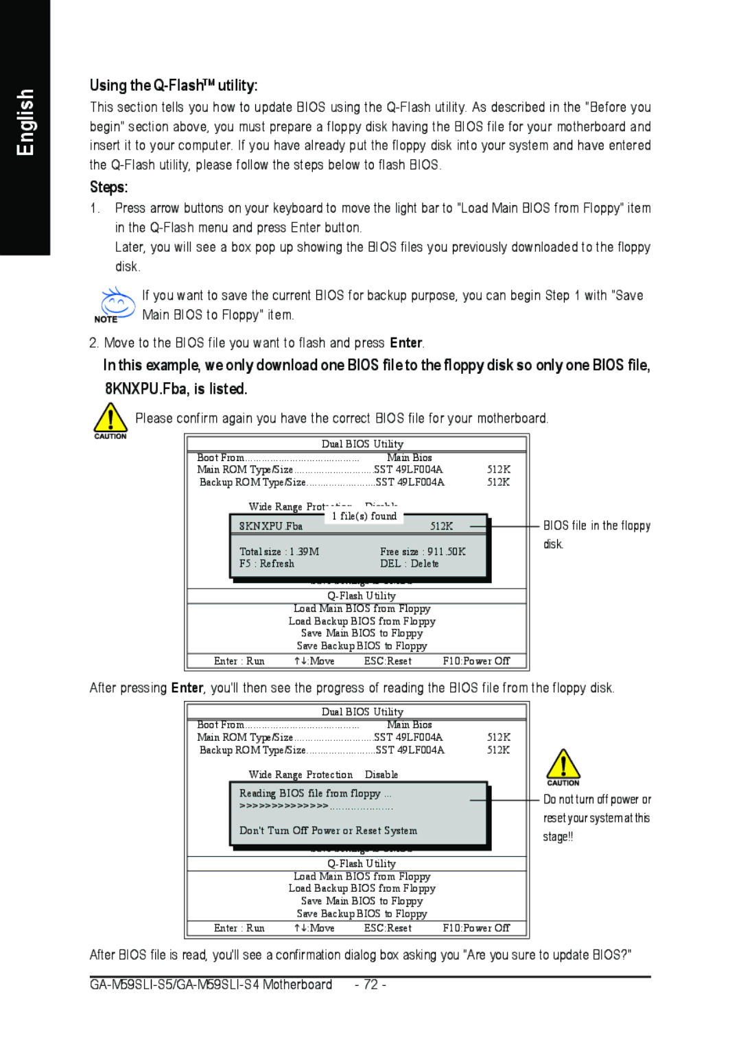 Gigabyte GA-M59SLI-S5, GA-M59SLI-S4 user manual Using the Q-FlashTMutility, Steps 