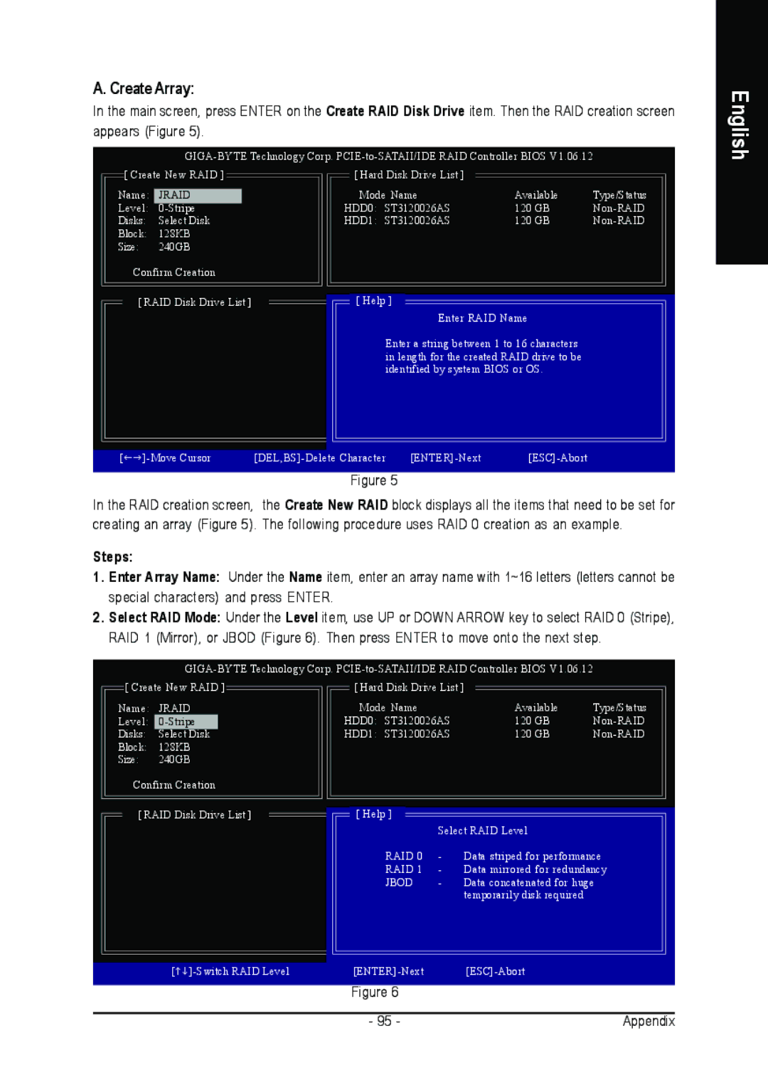 Gigabyte GA-M59SLI-S4, GA-M59SLI-S5 user manual Create Array, Steps 