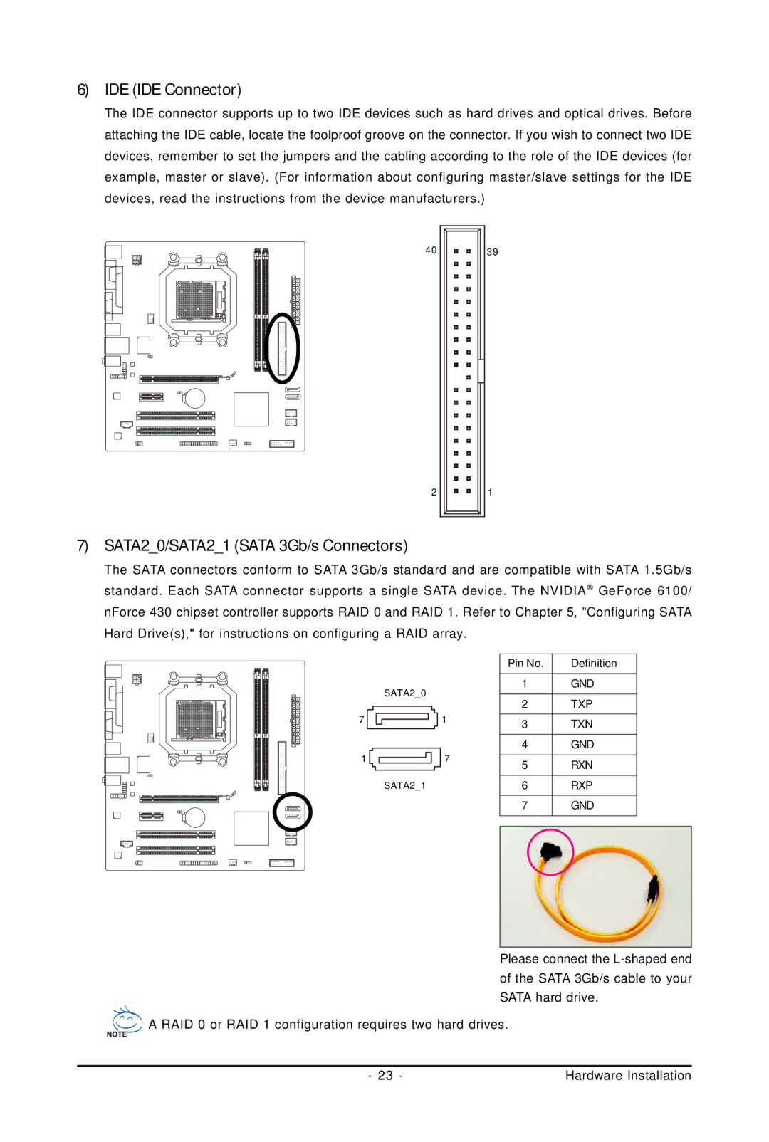 Gigabyte GA-M61PME-S2P user manual IDE IDE Connector, SATA20/SATA21 Sata 3Gb/s Connectors 