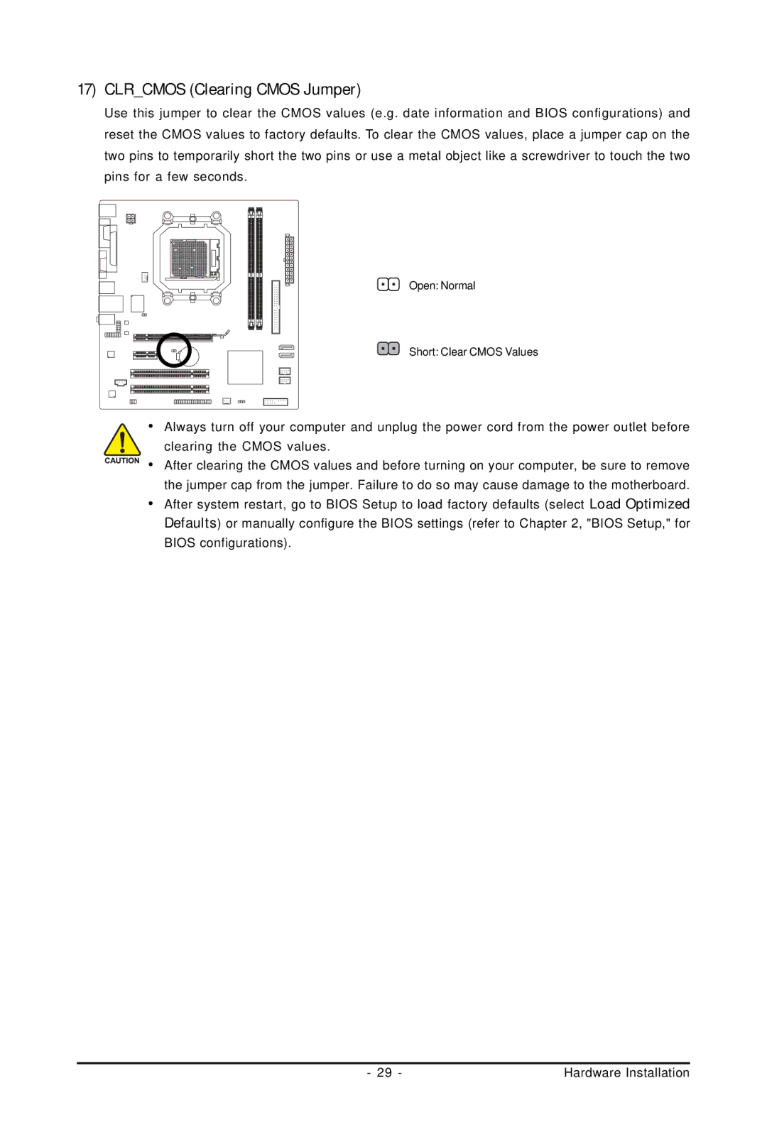 Gigabyte GA-M61PME-S2P user manual Clrcmos Clearing Cmos Jumper 