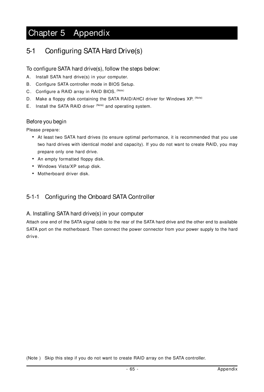 Gigabyte GA-M61PME-S2P user manual Configuring Sata Hard Drives, Configuring the Onboard Sata Controller 