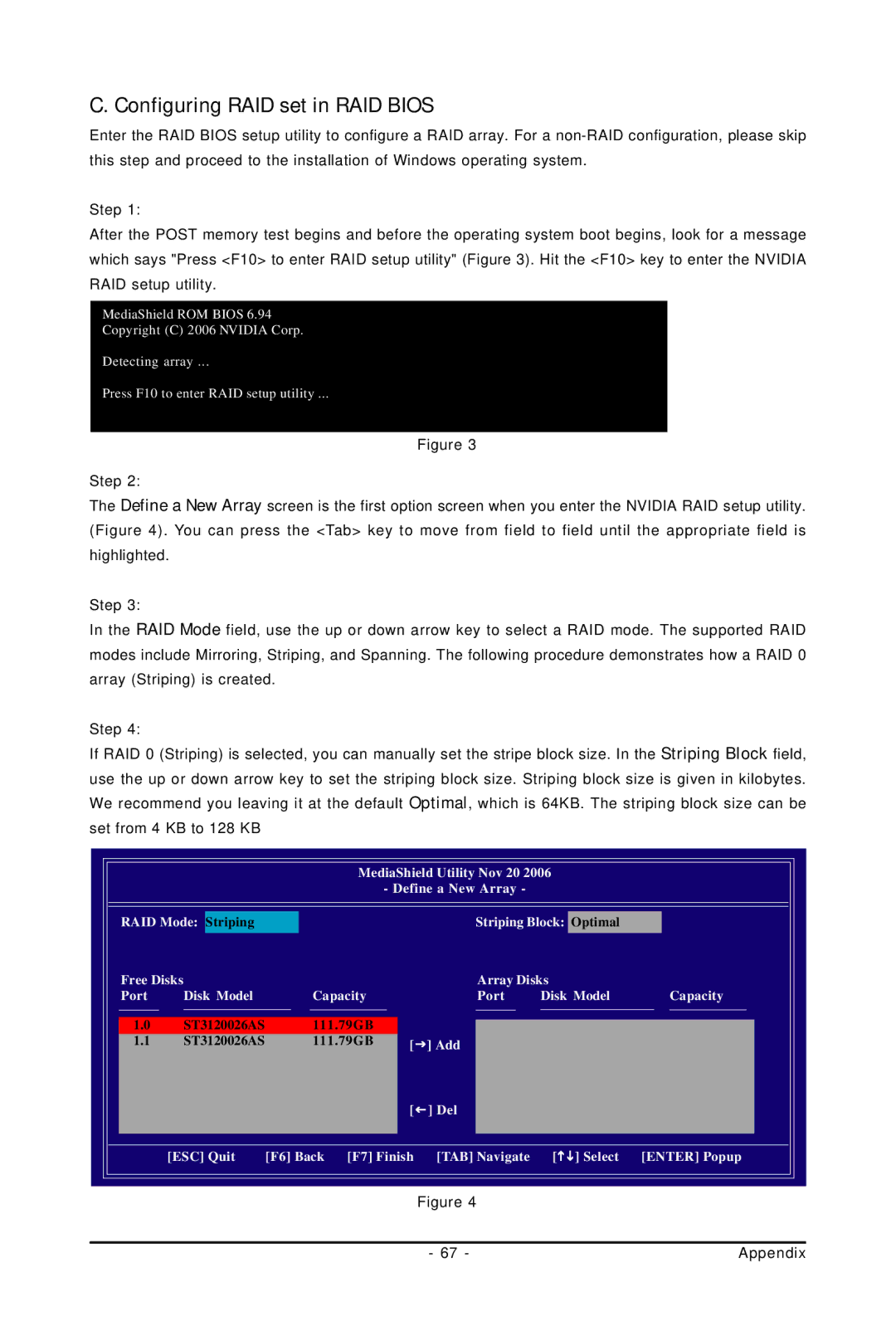 Gigabyte GA-M61PME-S2P user manual Configuring RAID set in RAID Bios, Appendix 