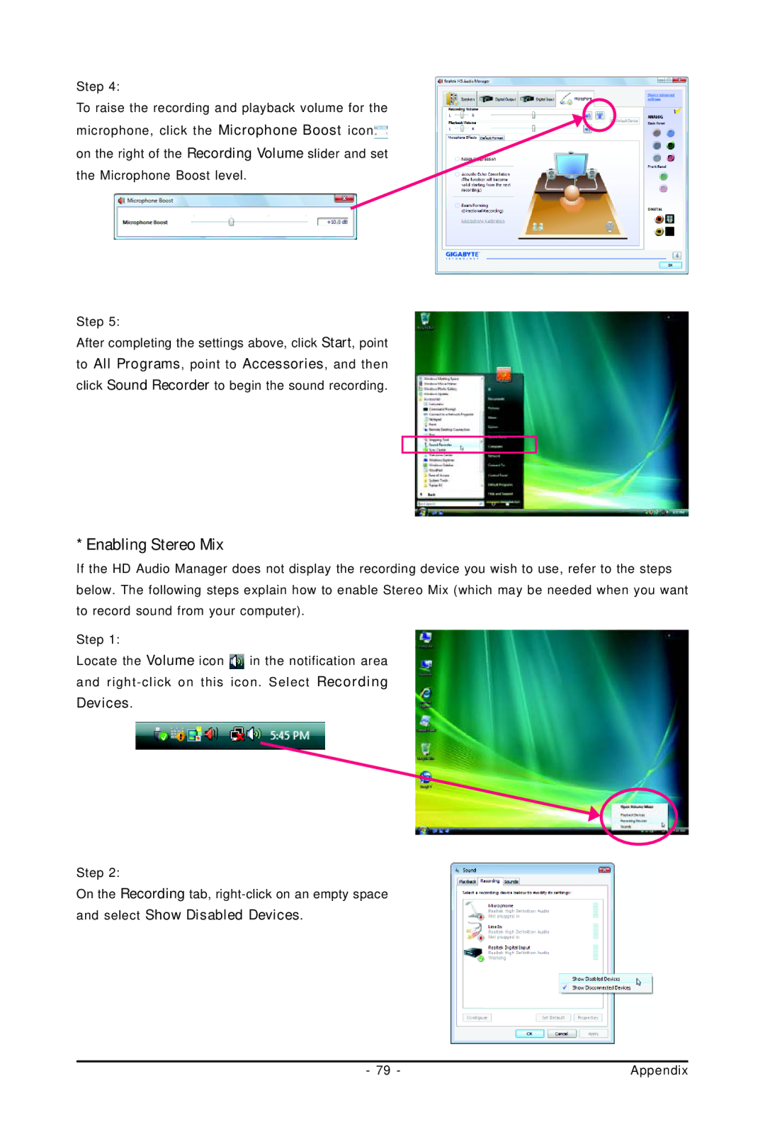 Gigabyte GA-M61PME-S2P user manual Enabling Stereo Mix 