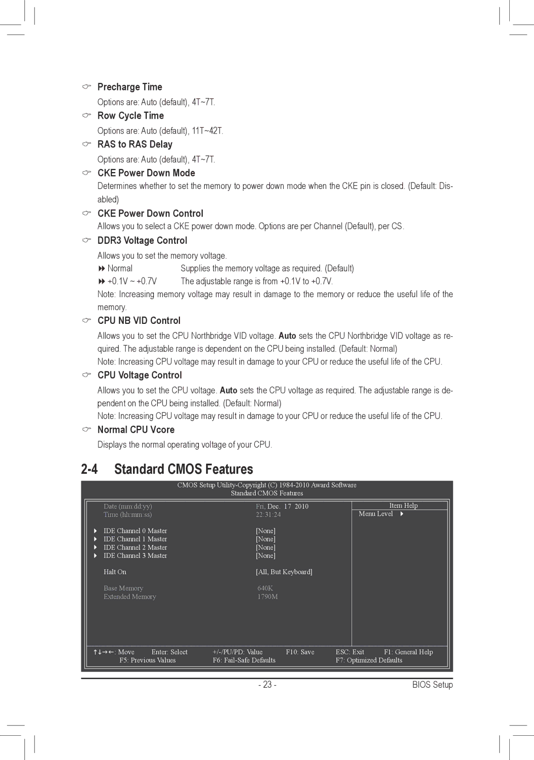 Gigabyte GA-M68MT-D3P, GA-M68MT-S2P user manual Standard Cmos Features 