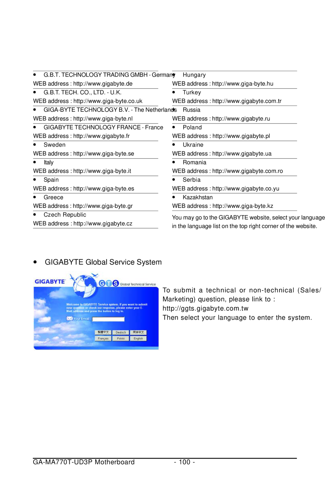 Gigabyte GA-MA770T-UD3P user manual  Gigabyte Global Service System 