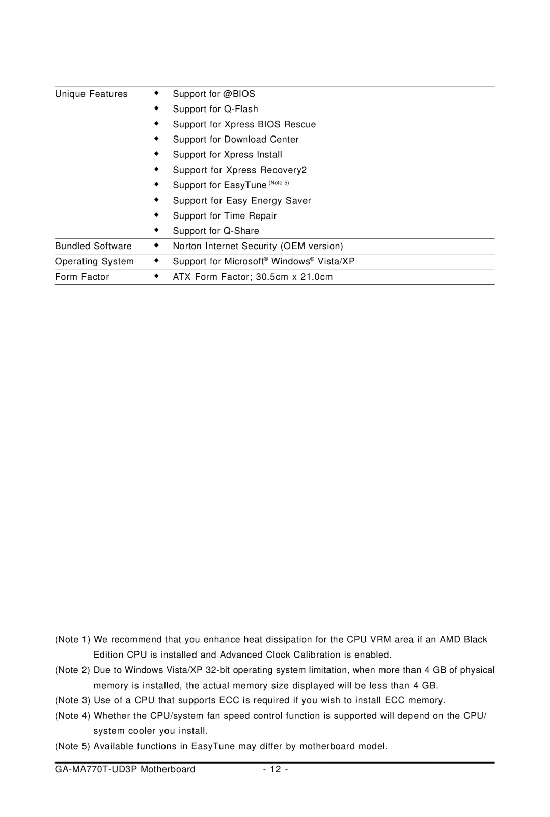 Gigabyte GA-MA770T-UD3P user manual 