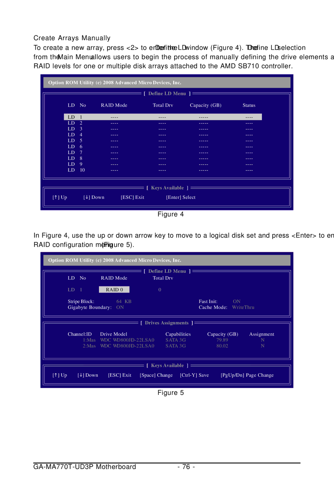 Gigabyte GA-MA770T-UD3P user manual Create Arrays Manually, Drives Assignments 