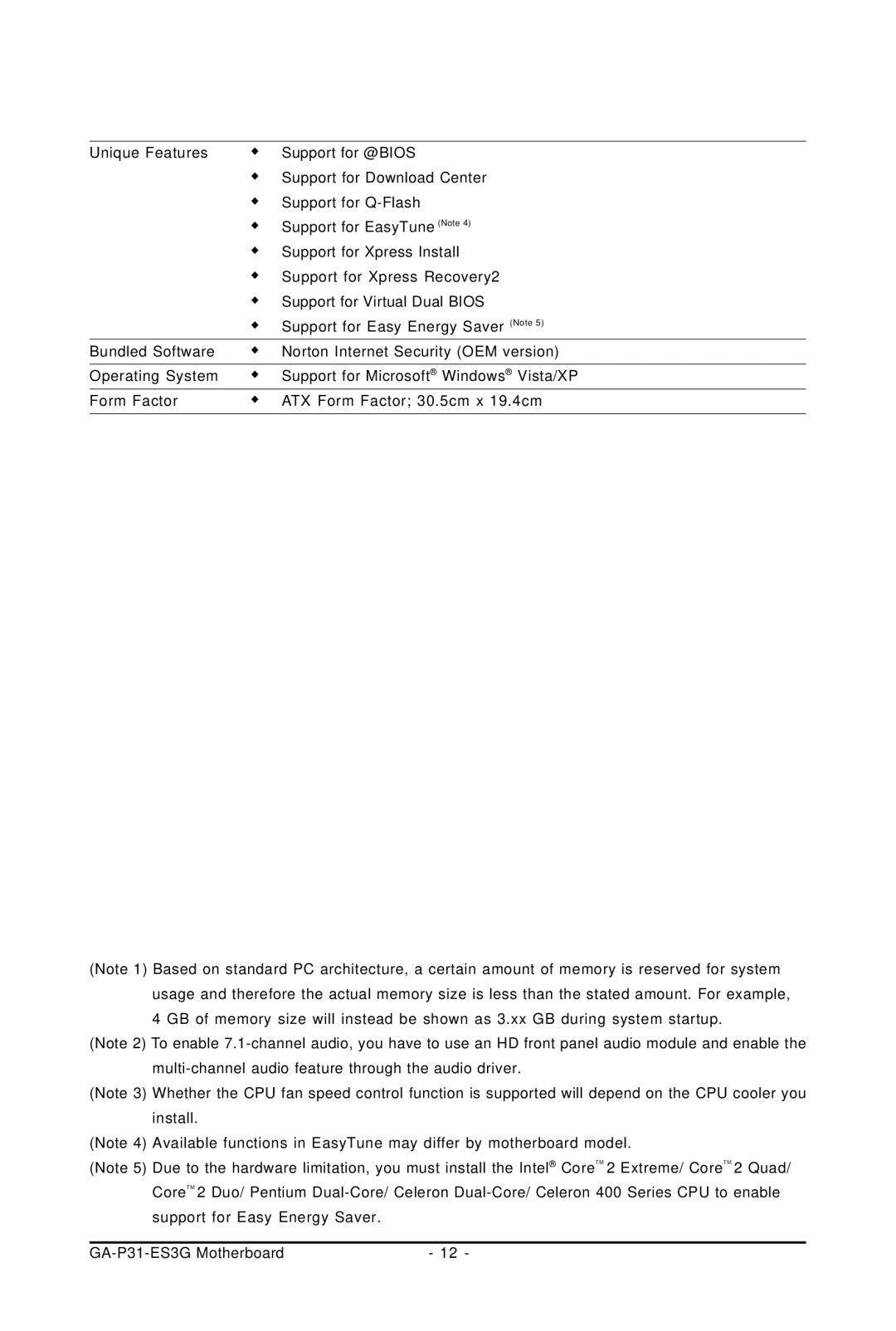 Gigabyte GA-P31-ES3G user manual 