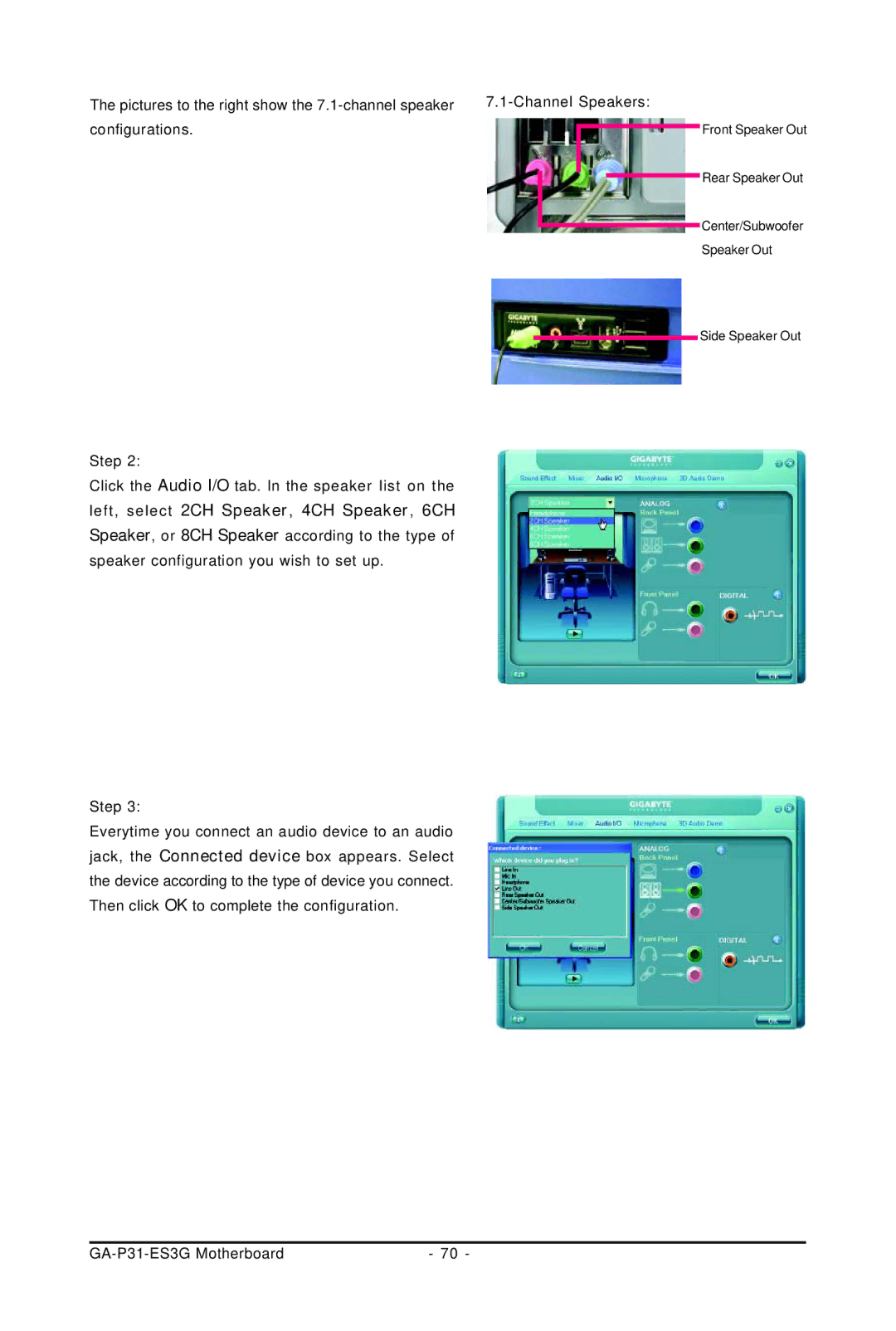 Gigabyte GA-P31-ES3G user manual Front Speaker Out 