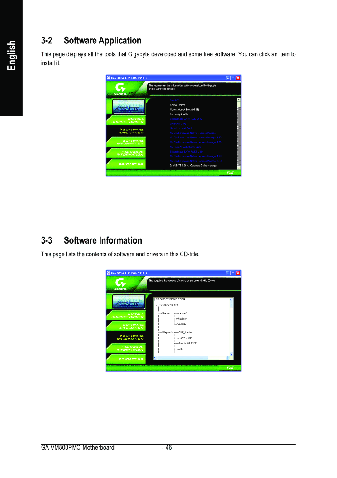 Gigabyte GA-VM800PMC user manual Software Application, Software Information 