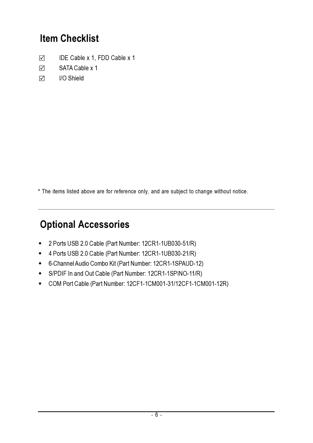 Gigabyte GA-VM800PMC user manual Item Checklist 