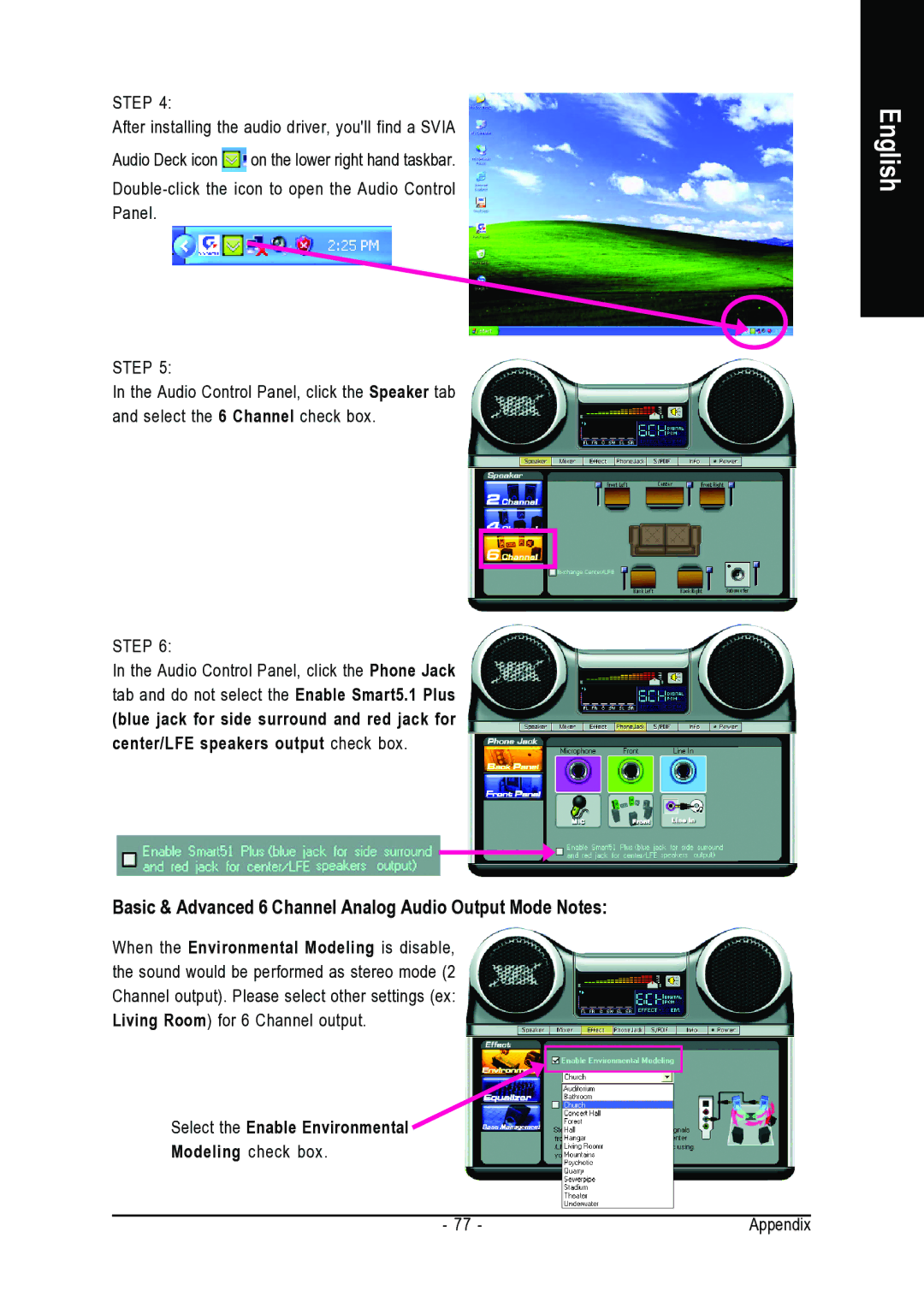 Gigabyte GA-VM800PMC user manual Basic & Advanced 6 Channel Analog Audio Output Mode Notes 