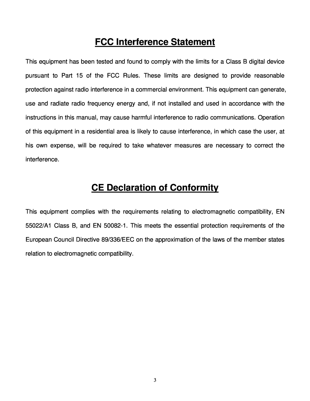 Gigabyte GE 2000-N user manual FCC Interference Statement, CE Declaration of Conformity 