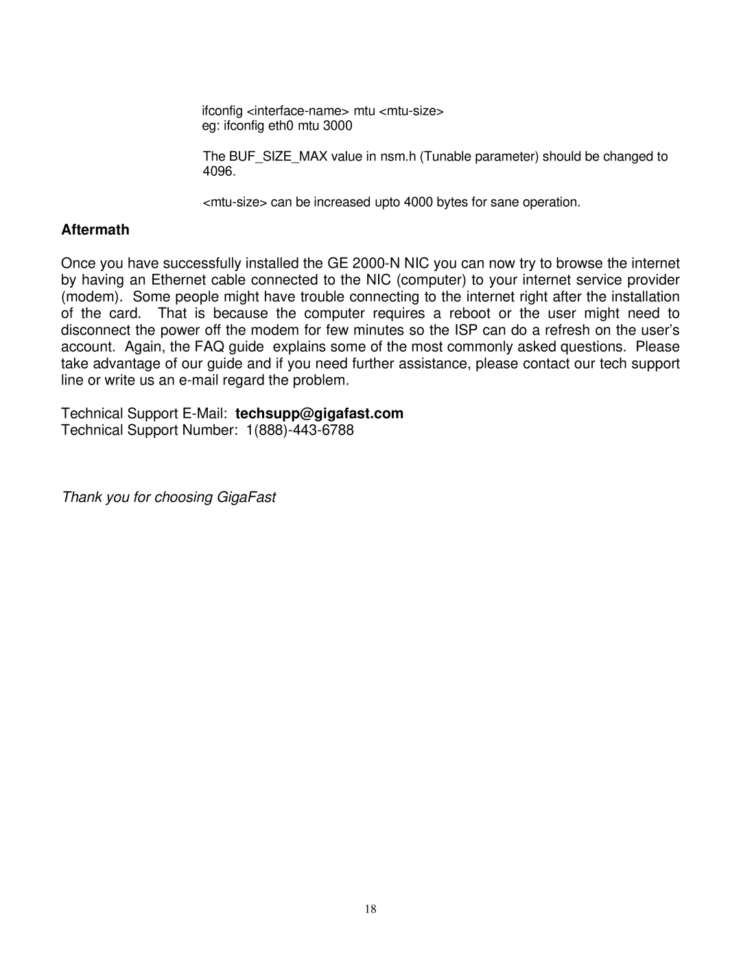 Gigabyte GE 2000-N user manual Aftermath 