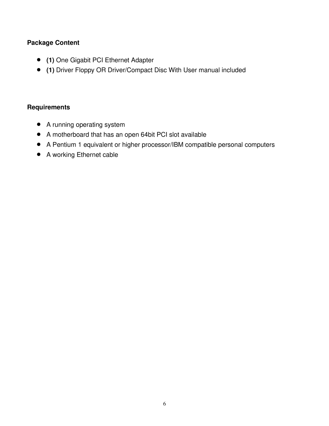 Gigabyte GE 2000-N user manual Package Content, Requirements 