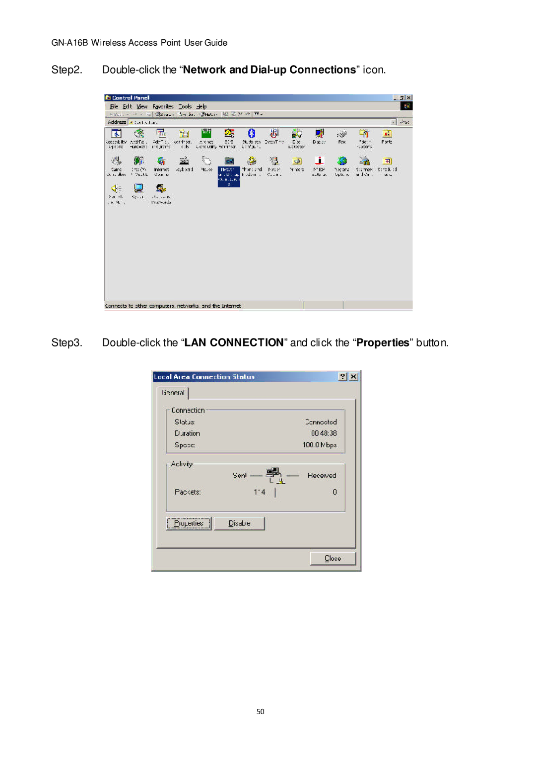 Gigabyte GN-A16B manual Double-click the Network and Dial-up Connections icon 