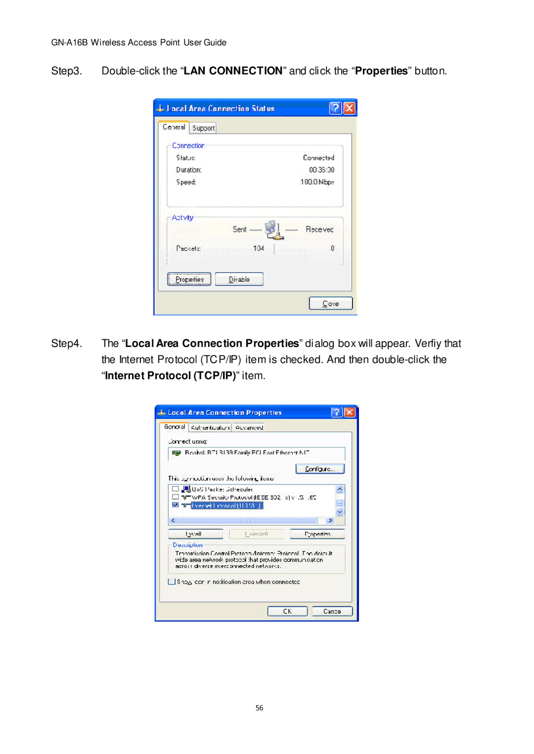 Gigabyte GN-A16B manual Internet Protocol TCP/IPitem 