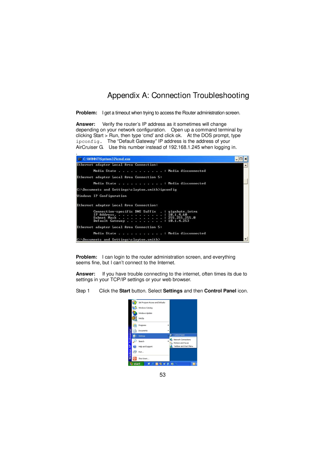 Gigabyte GN-BR01G manual Appendix a Connection Troubleshooting 