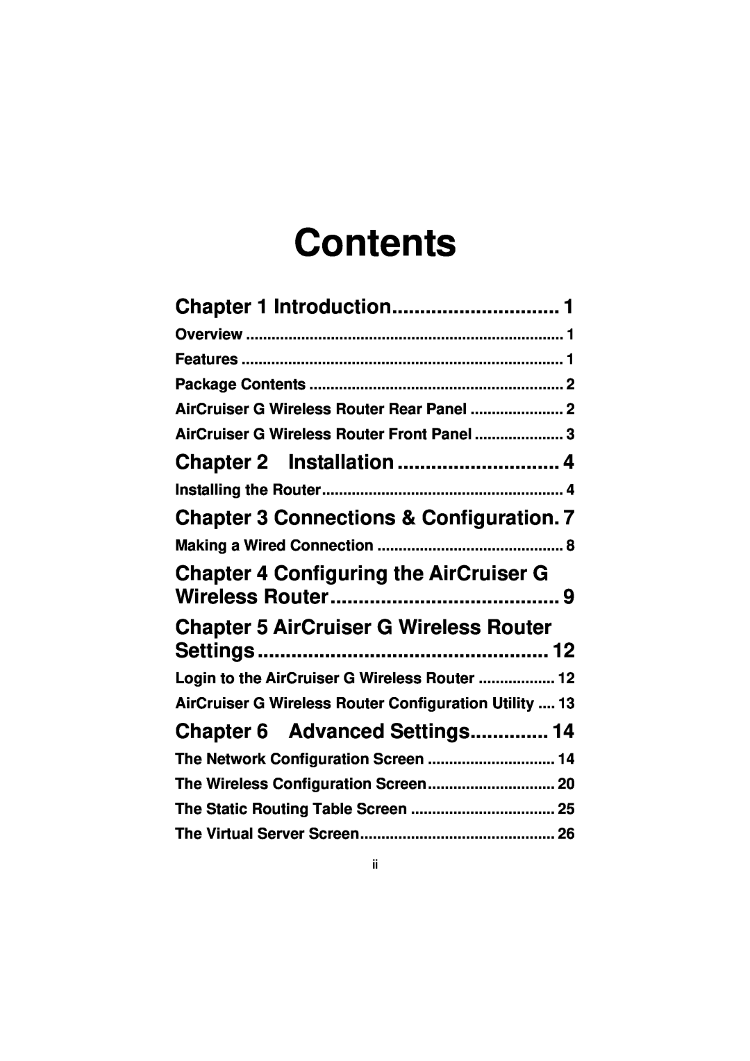 Gigabyte GN-BR01G manual Chapter, Connections & Configuration, Configuring the AirCruiser G, AirCruiser G Wireless Router 