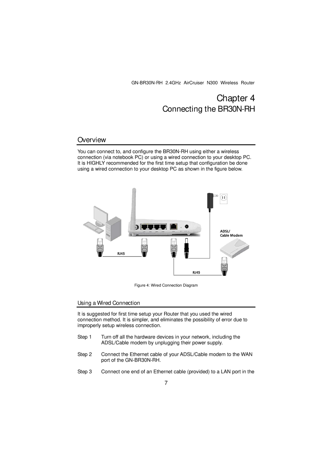 Gigabyte GN-BR30N-RH manual Using a Wired Connection, Wired Connection Diagram 