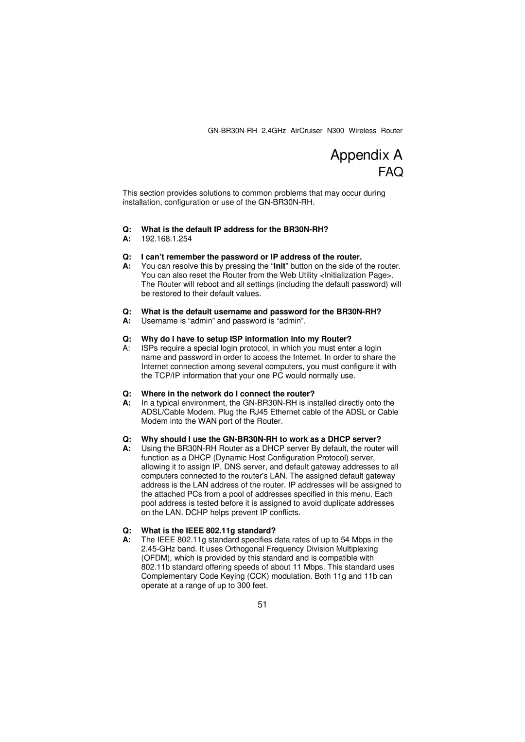 Gigabyte GN-BR30N-RH manual Appendix a 