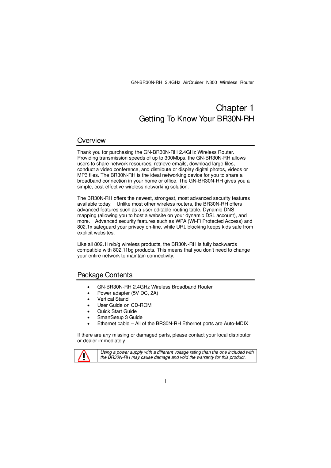 Gigabyte GN-BR30N-RH manual Chapter, Getting To Know Your BR30N-RH, Overview, Package Contents 