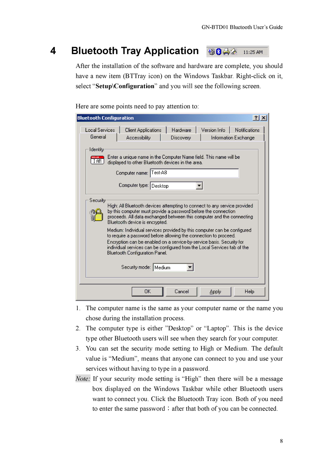 Gigabyte GN-BTD01 manual Bluetooth Tray Application 