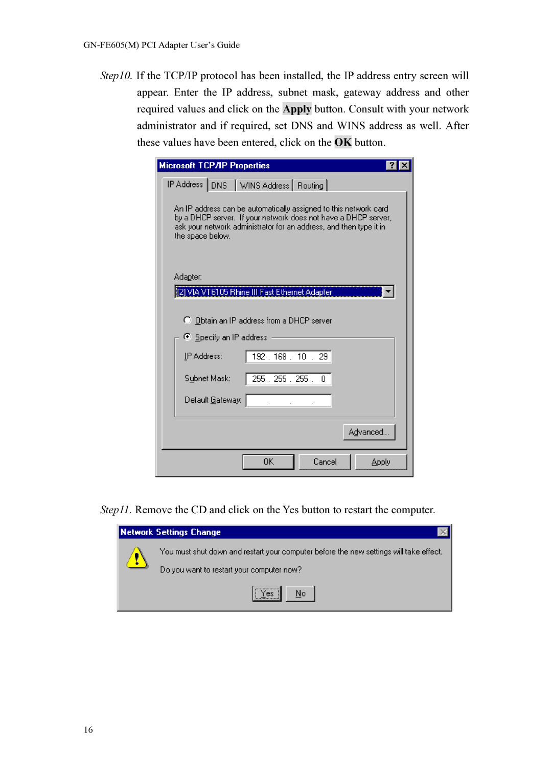 Gigabyte GN-FE605(M) manual GN-FE605M PCI Adapter User’s Guide 