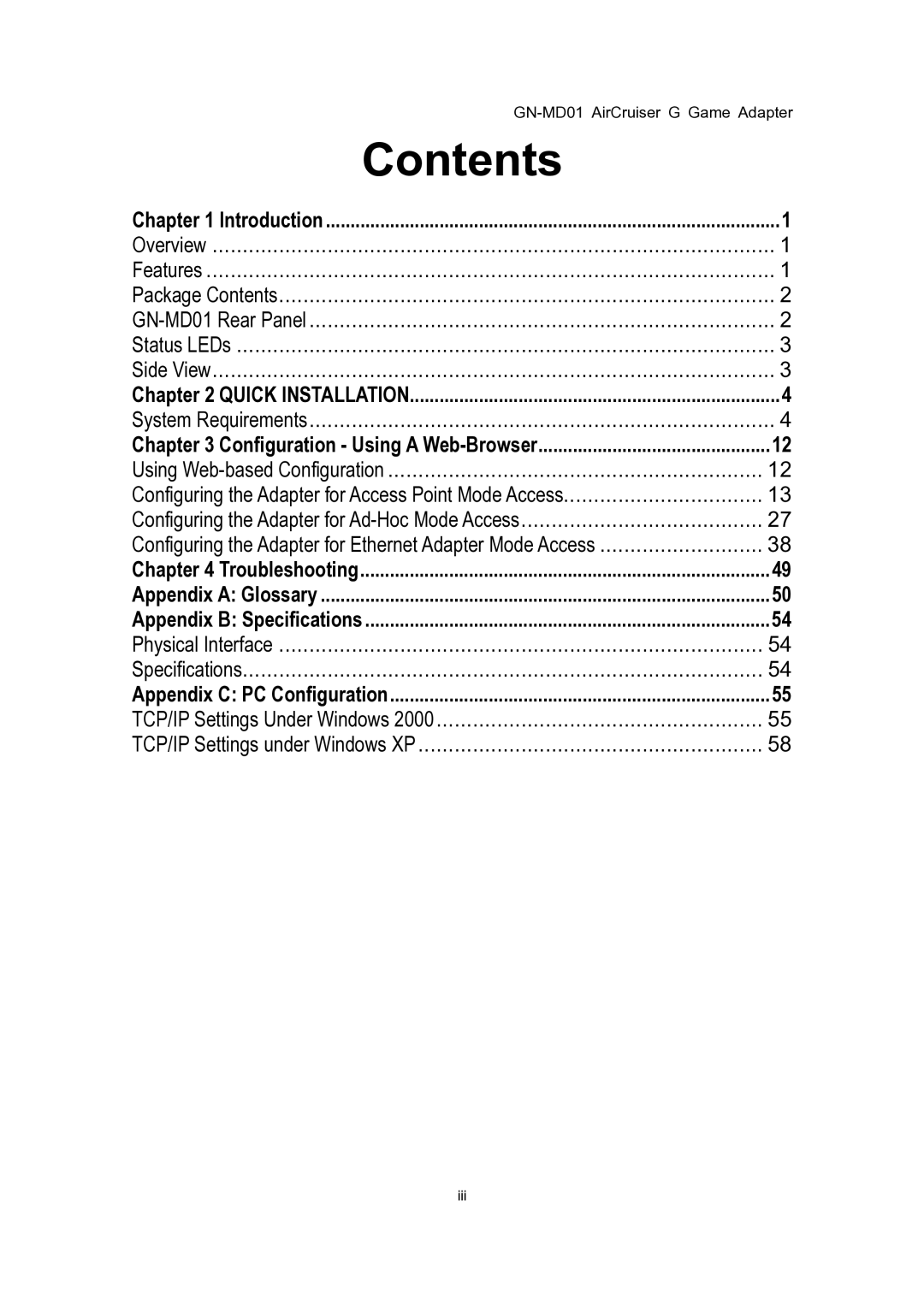 Gigabyte GN-MD01 user manual Contents 