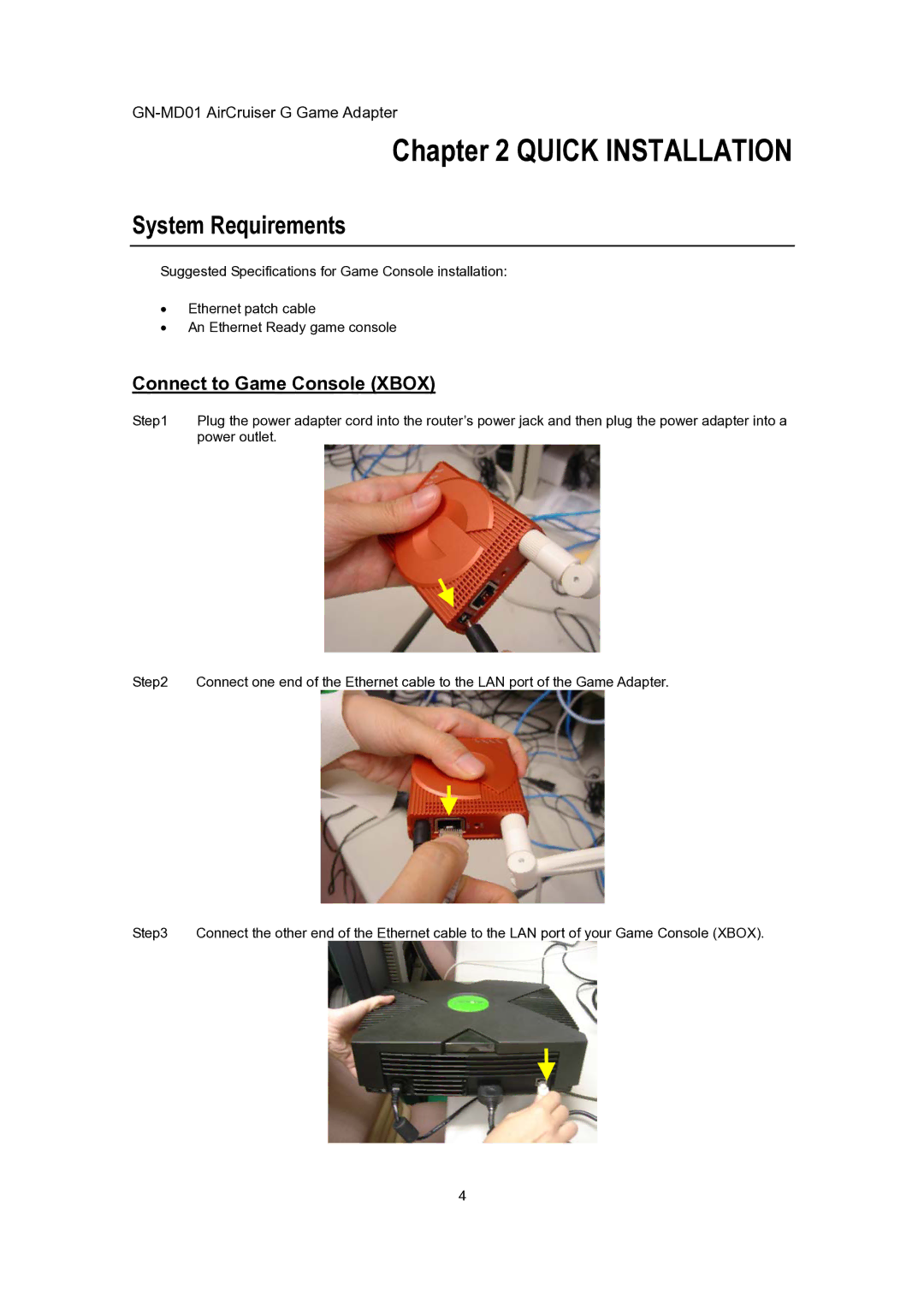 Gigabyte GN-MD01 user manual System Requirements, Connect to Game Console Xbox 