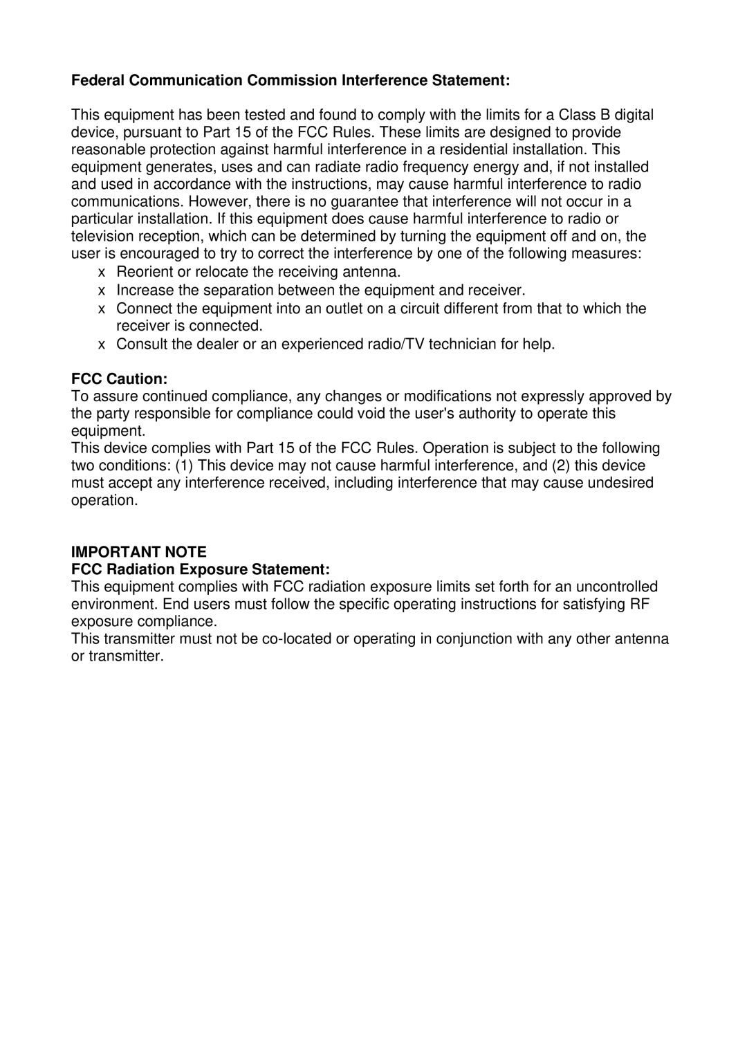 Gigabyte GN-WB01GS Federal Communication Commission Interference Statement, FCC Caution, FCC Radiation Exposure Statement 