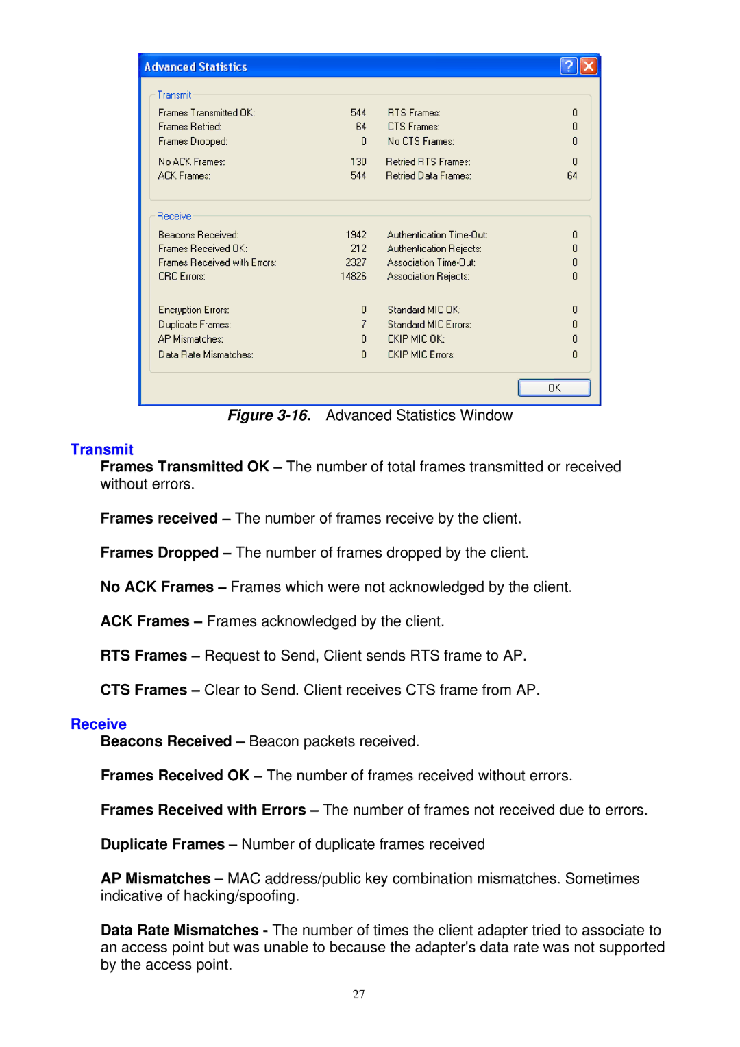 Gigabyte GN-WM01GT user manual Advanced Statistics Window 