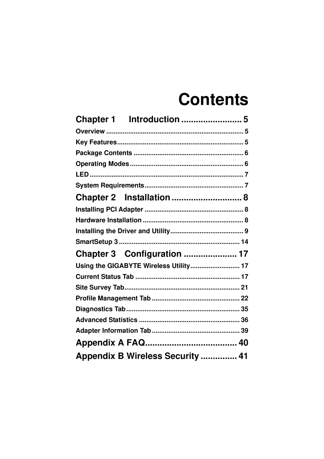 Gigabyte GN-WP01GT manual Contents 