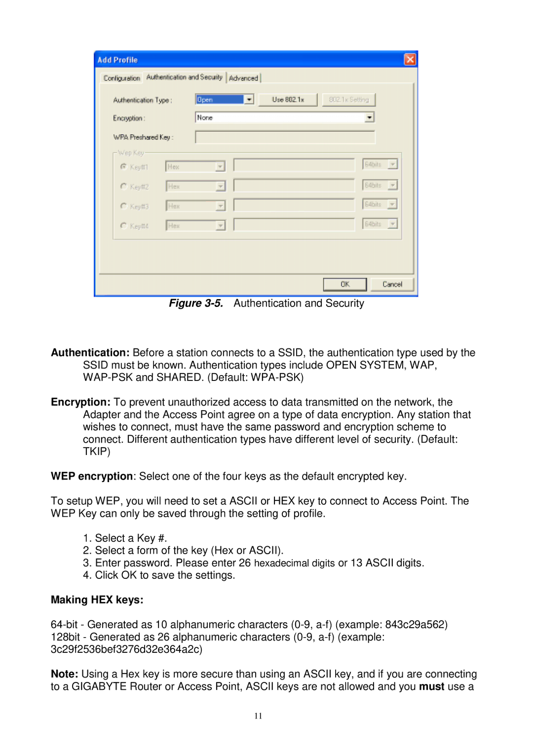 Gigabyte GN-WPKG user manual Making HEX keys 