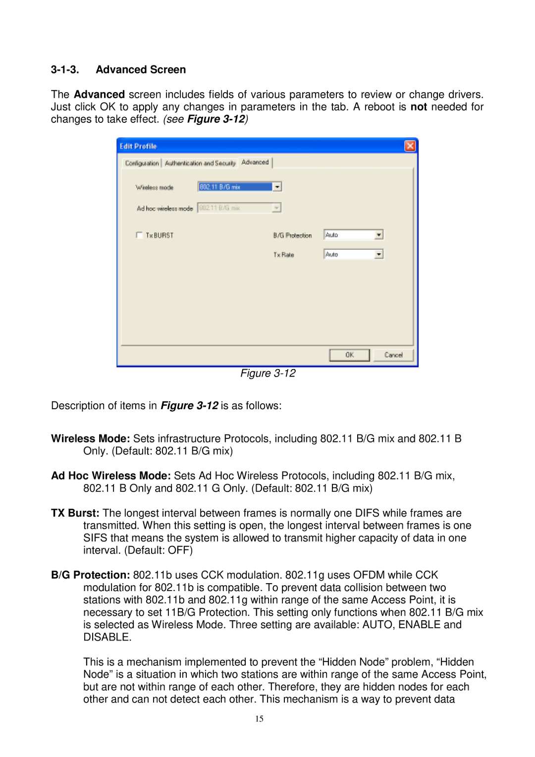 Gigabyte GN-WPKG user manual Advanced Screen, Disable 