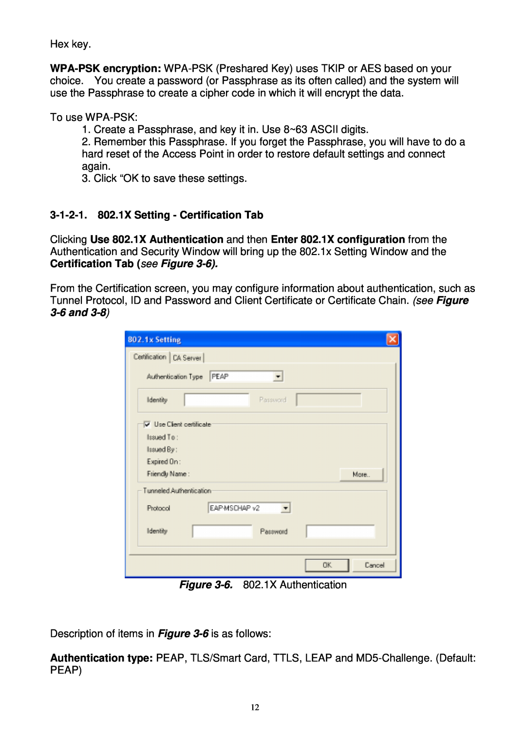 Gigabyte GN-WPKG user manual 3-1-2-1. 802.1X Setting - Certification Tab 