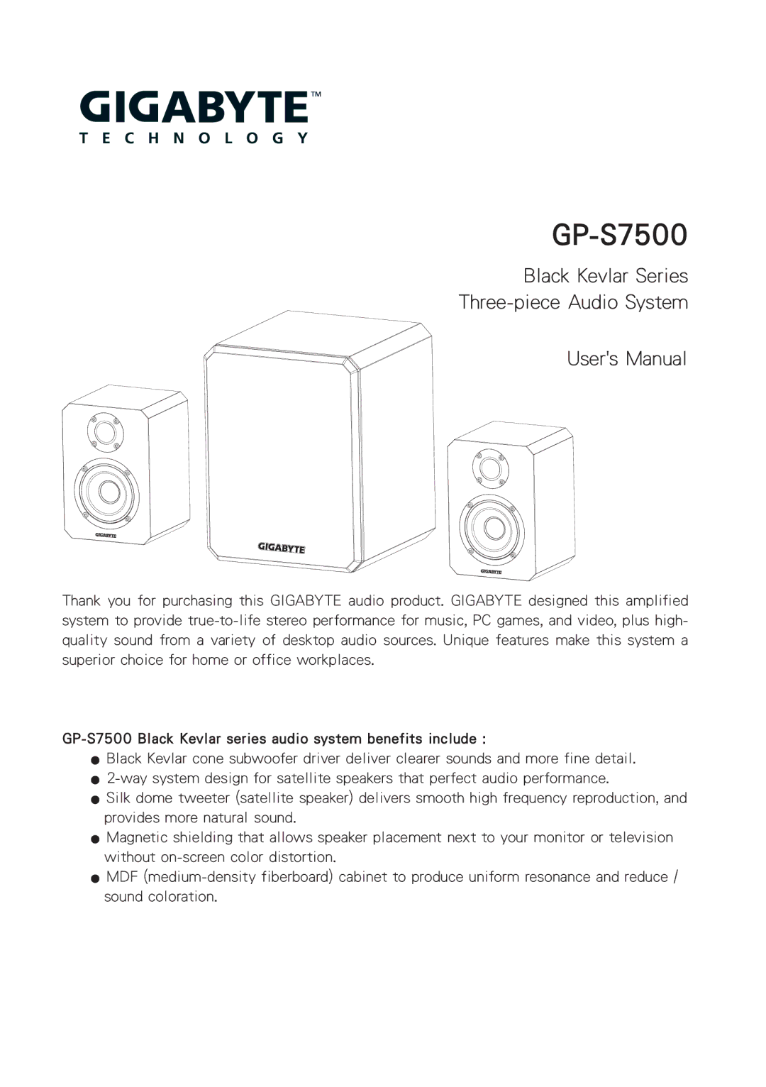 Gigabyte GP-S7500 user manual 