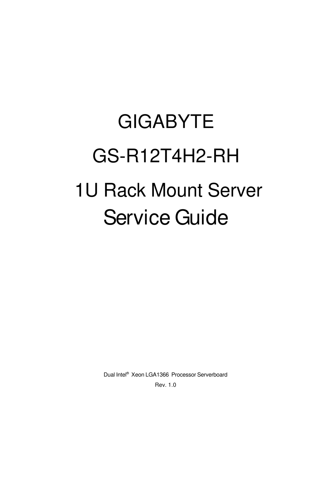 Gigabyte GS-R12T4H2-RH manual Service Guide 