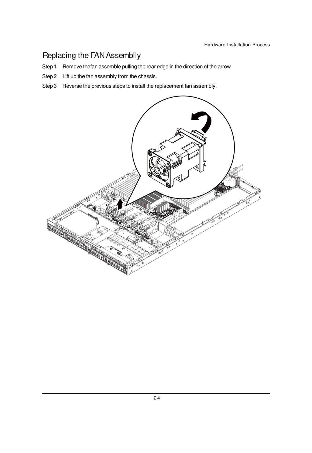 Gigabyte GS-R12T4H2-RH manual Replacing the FAN Assemblly 