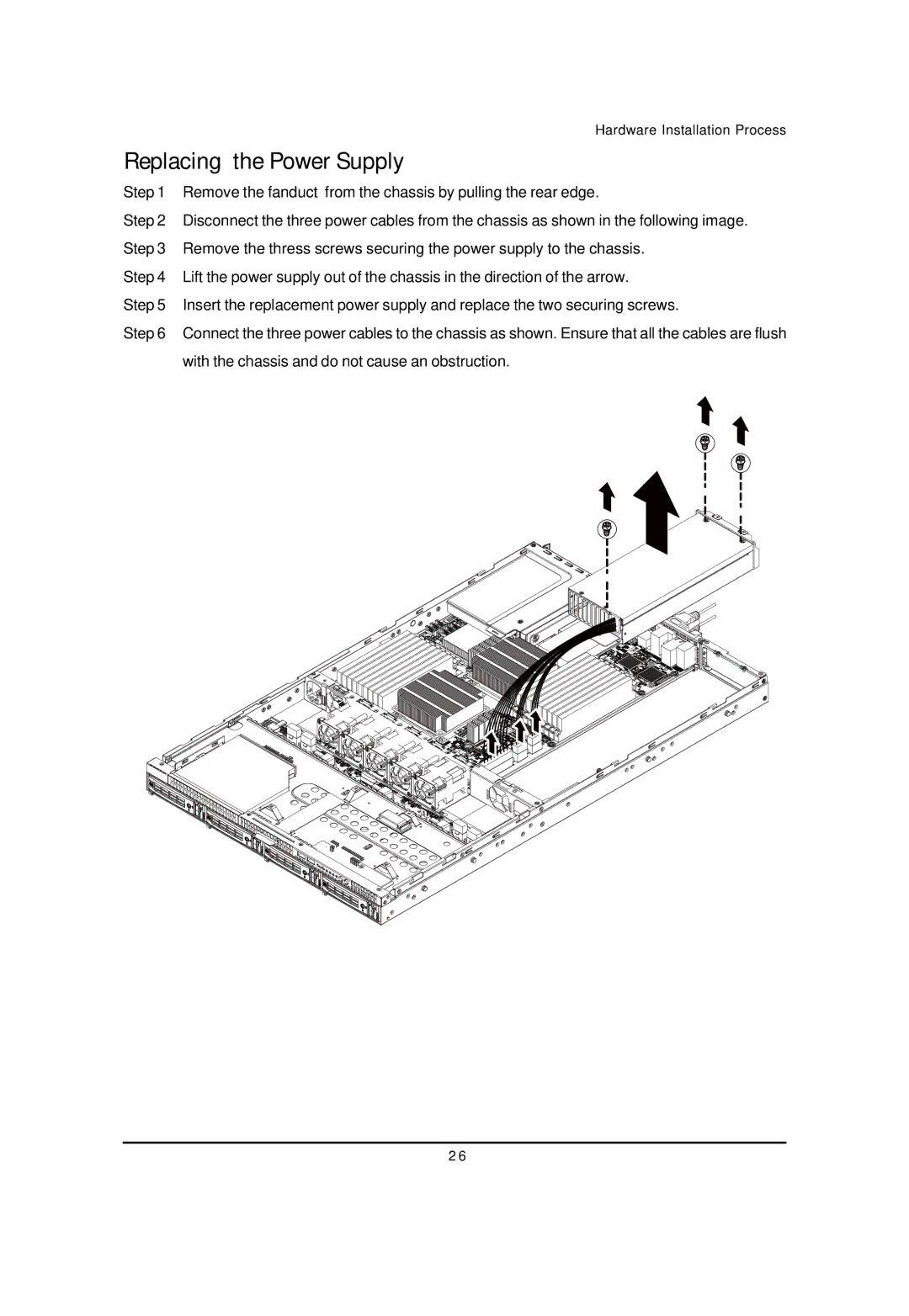 Gigabyte GS-R12T4H2-RH manual Replacing the Power Supply 