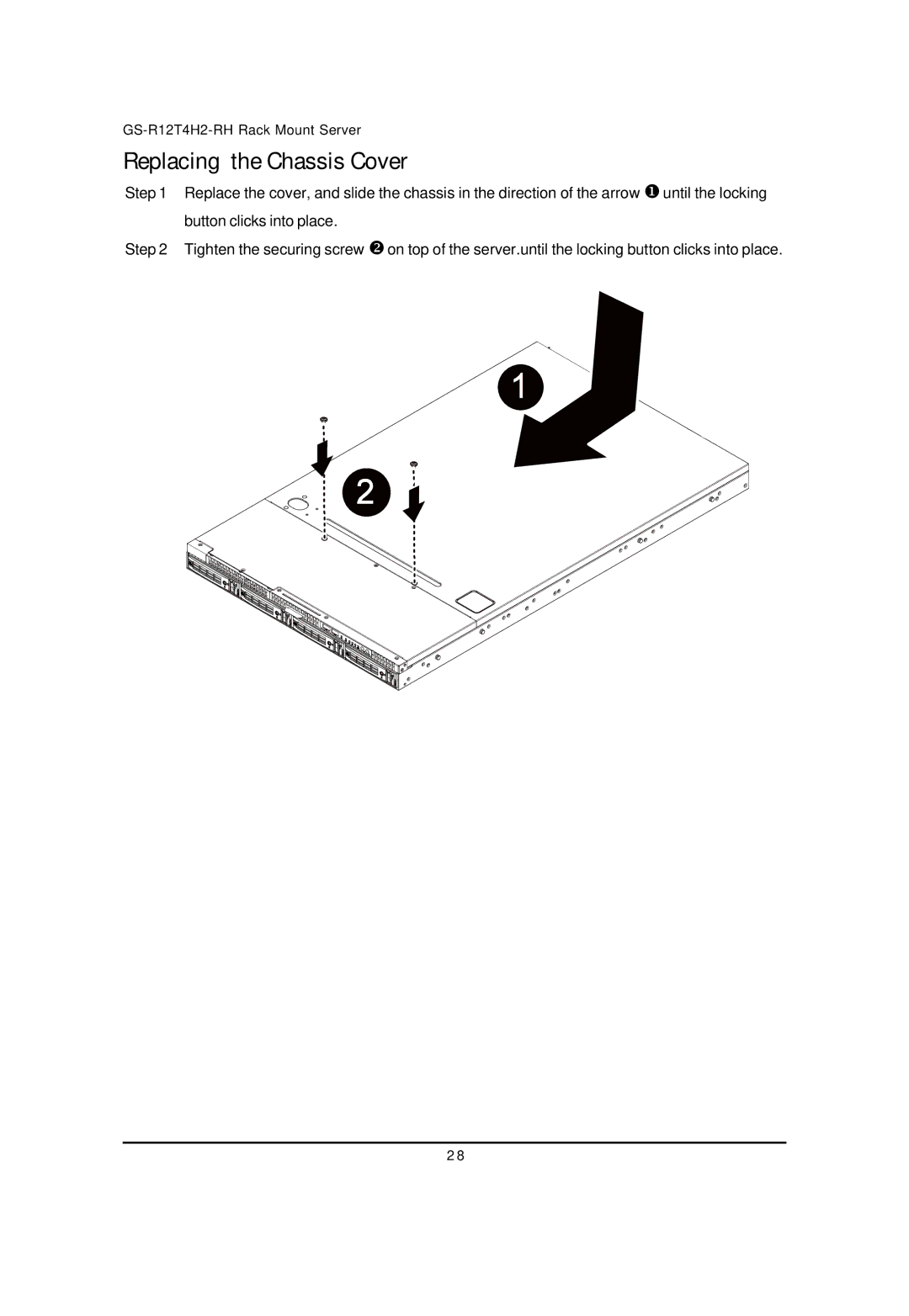 Gigabyte GS-R12T4H2-RH manual Replacing the Chassis Cover 