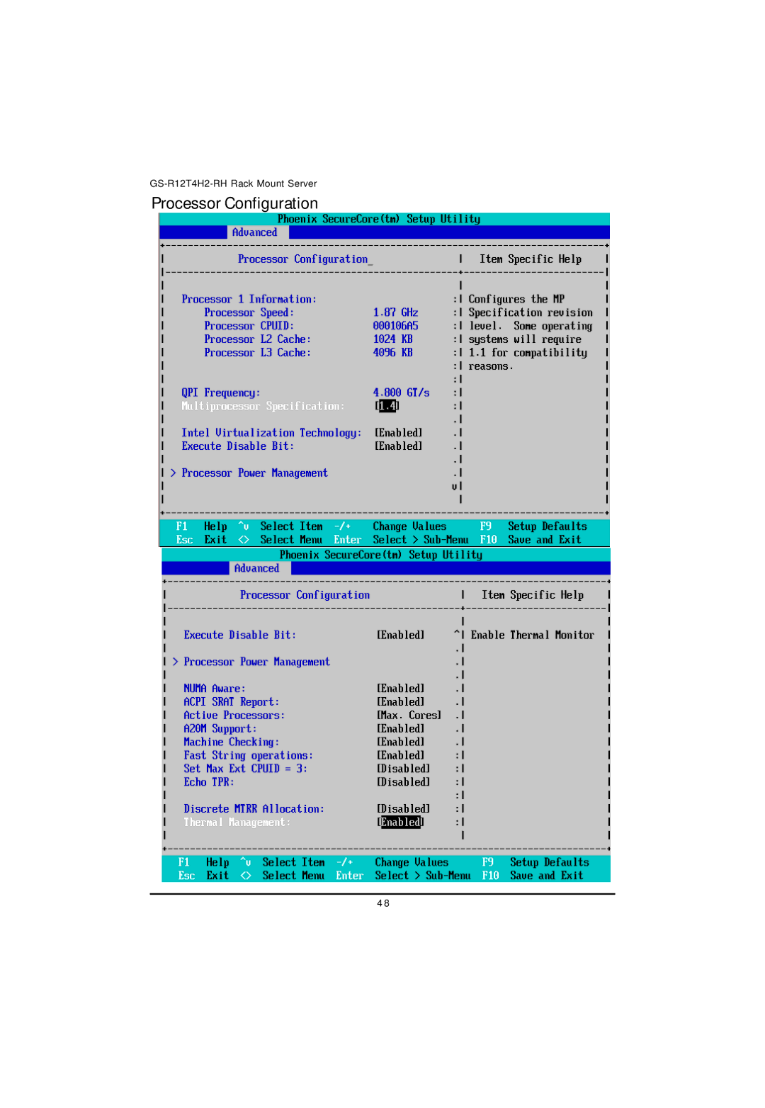 Gigabyte GS-R12T4H2-RH manual Processor Configuration 