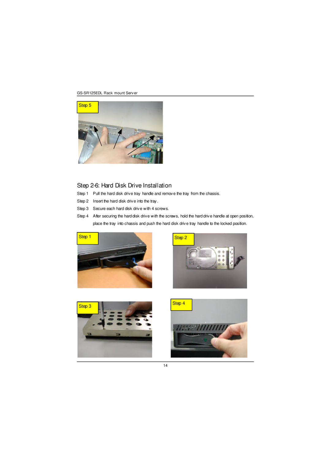 Gigabyte GS-SR125EDL user manual Hard Disk Drive Installation 