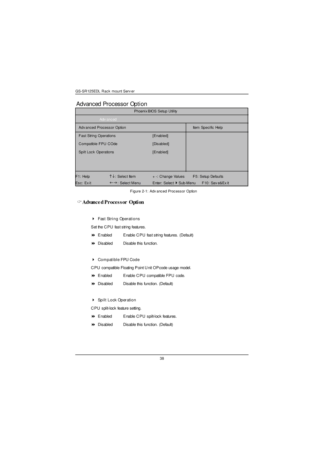 Gigabyte GS-SR125EDL user manual CAdvanced Processor Option 