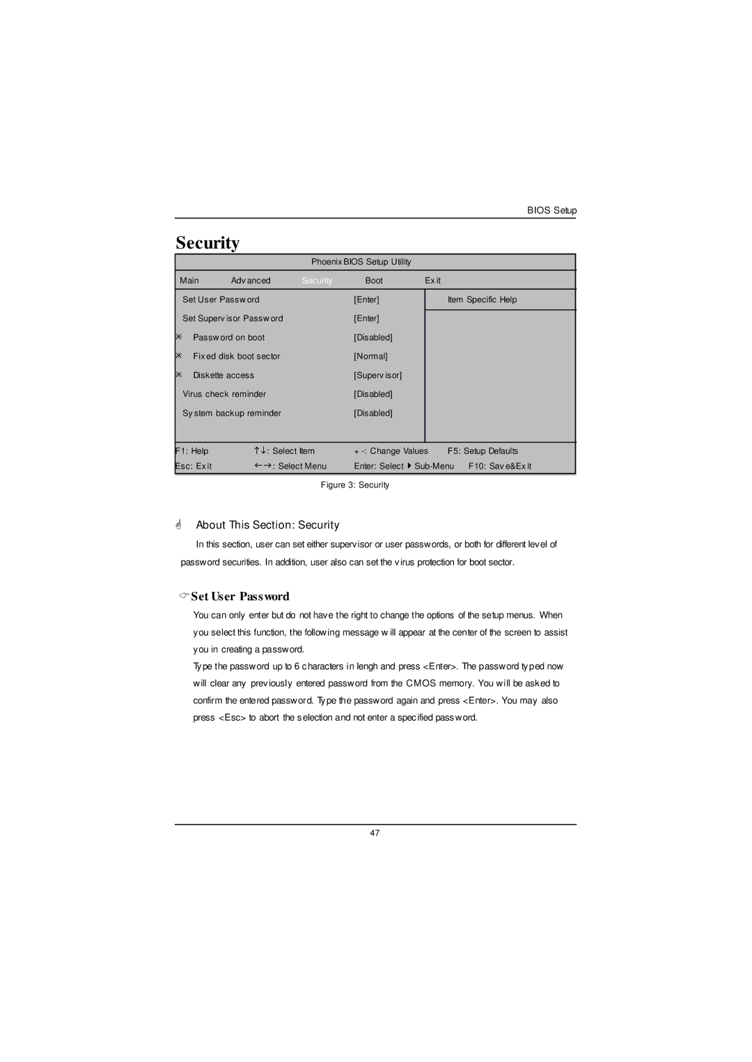 Gigabyte GS-SR125EDL user manual About This Section Security, CSet User Password 