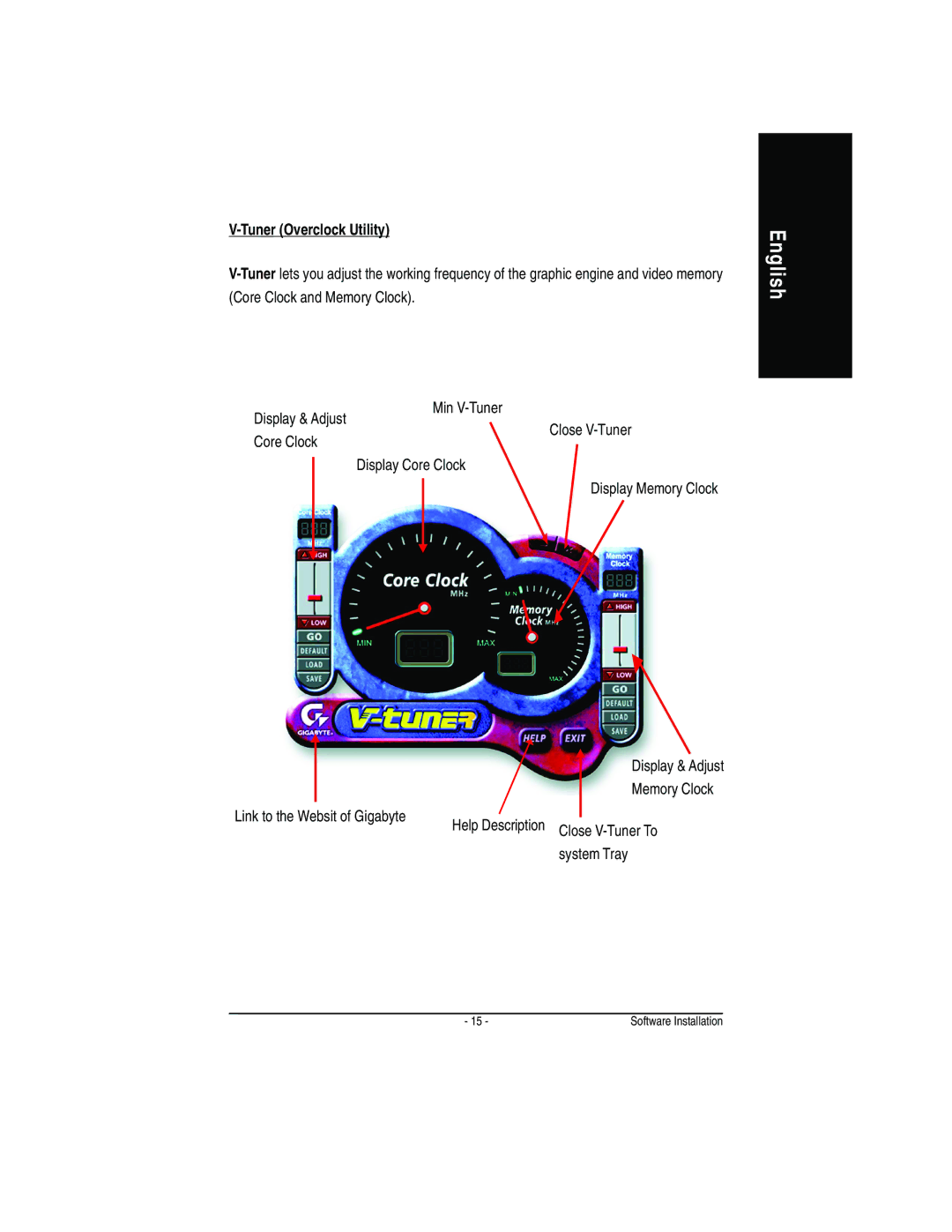 Gigabyte GV-N52128D user manual Tuner Overclock Utility 