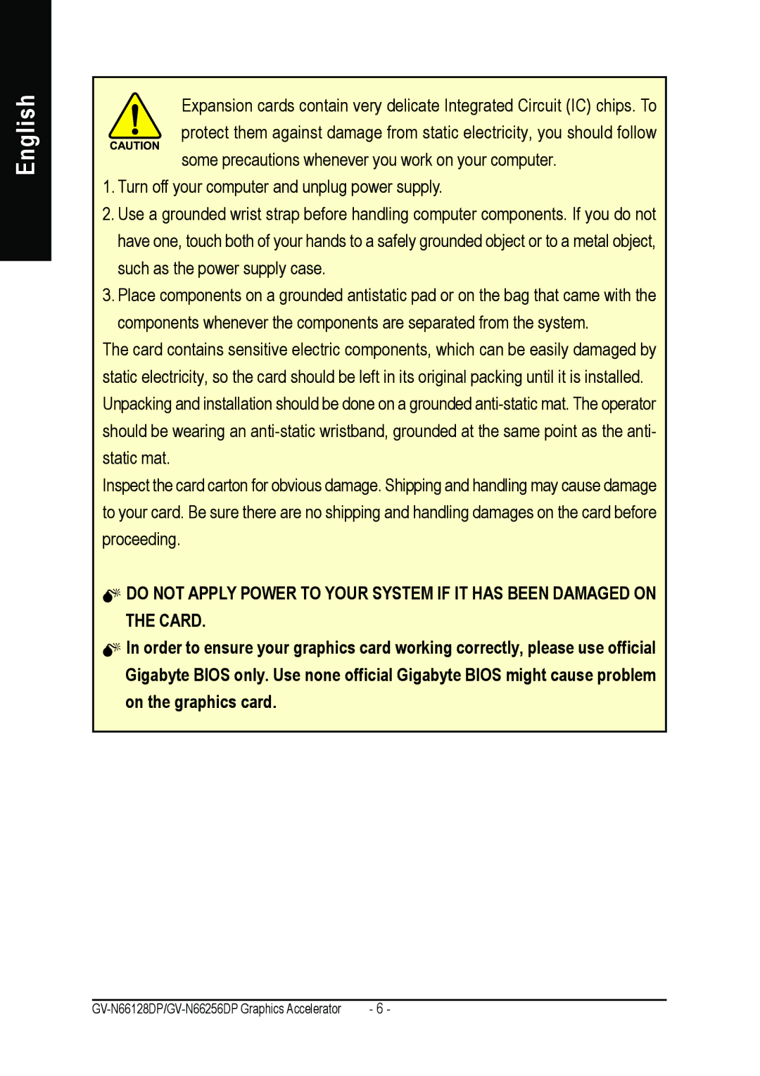 Gigabyte GV-N66128DP, GV-N66256DP user manual English 